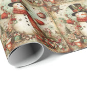 Klassiek kerstsneeuwman inpakpapier (Rol Hoek)