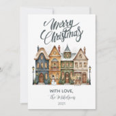 Klassiek Kerststad Kerstmis Feestdagenkaart (Voorkant)