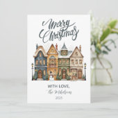 Klassiek Kerststad Kerstmis Feestdagenkaart (Staand voorkant)