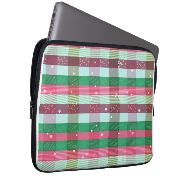 Klassiek kerststreeppatroon laptop sleeve (Voorkant Rechts)