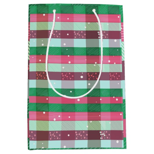 Klassiek kerststreeppatroon medium cadeauzakje (Voorkant)