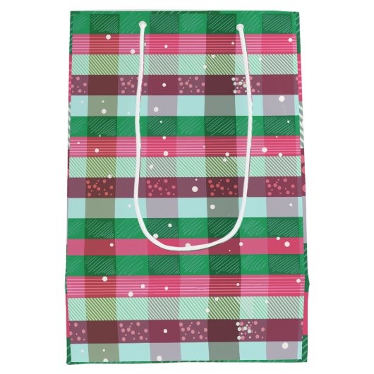 Klassiek kerststreeppatroon medium cadeauzakje (Achterkant)