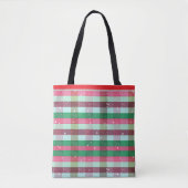 Klassiek kerststreeppatroon tote bag (Voorkant)