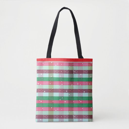 Klassiek kerststreeppatroon tote bag (Voorkant)
