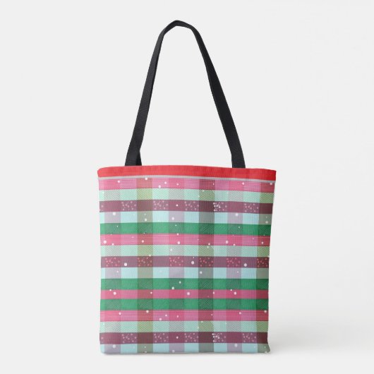 Klassiek kerststreeppatroon tote bag (Achterkant)