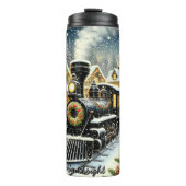 Klassiek Kersttrein Dorp Wonderland Thermosbeker (Voorkant)