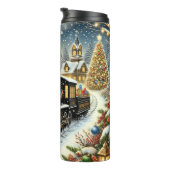 Klassiek Kersttrein Dorp Wonderland Thermosbeker (Geroteerd rechts)