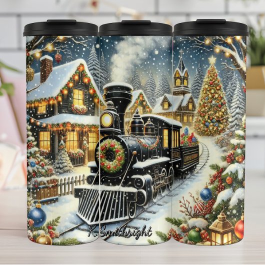 Klassiek Kersttrein Dorp Wonderland Thermosbeker