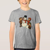 Klassiek kind bouwt sneeuwpop Tri-Blend shirt (Voorkant)