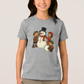 Klassiek kind bouwt sneeuwpop Tri-Blend shirt (Voorkant)