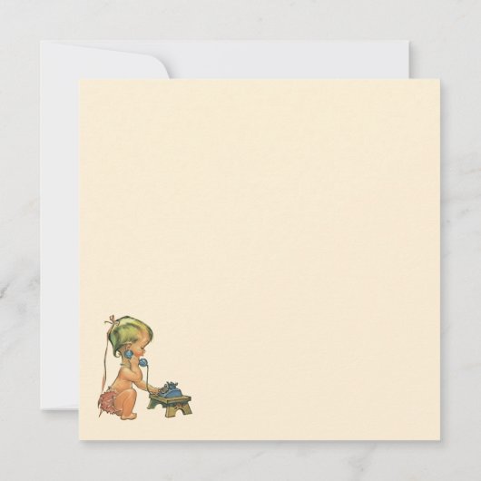 Klassiek kind Cute Blond meisje dat praat op speel (Achterkant)