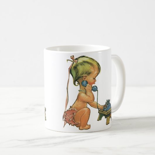 Klassiek kind Cute Blond meisje dat praat op speel Koffiemok (Voorkant rechts)