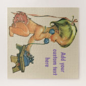 Klassiek kind Cute blonde meisje dat praat op spee Legpuzzel (Horizontaal)