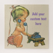 Klassiek kind Cute blonde meisje dat praat op spee Legpuzzel (Verticaal)