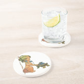 Klassiek kind Cute Blonde Meisje praat op speelgoe Zandsteen Onderzetter (Zijkant)