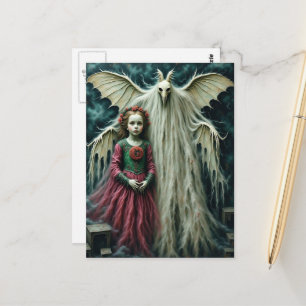 Klassiek kind en mot Kerstmis horror Briefkaart