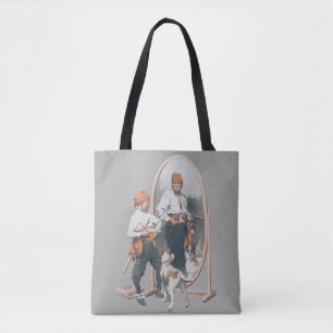 Klassiek kind, jongenspiraat, hond, spiegel, boeka tote bag