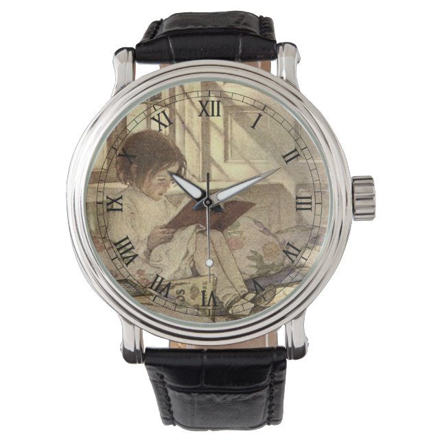 Klassiek kind leest een boek, Jessie Willcox Smith Horloge (Voorkant)