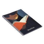 Klassiek kind leest een boek uit de bibliotheek notitieboek (Rechterzijde)