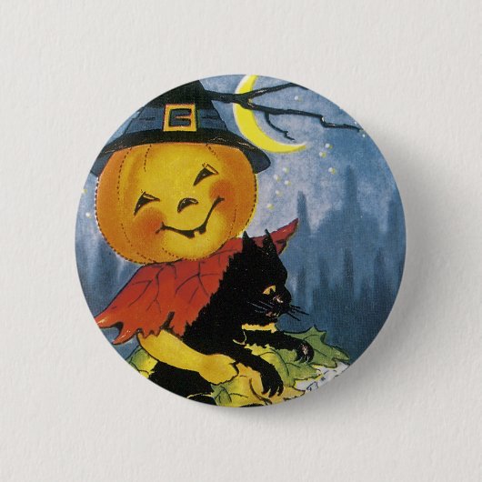 Klassiek kind met Jack-o'-lantaarn Ronde Button 5,7 Cm (Voorkant)