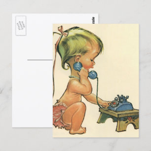 Klassiek kind Schattig blond meisje dat op speelgo Briefkaart