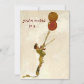 Klassiek Kinderfeestje met Rode Ballon Jongen Verj Kaart (Voorkant)