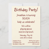 Klassiek Kinderfeestje met Rode Ballon Jongen Verj Kaart (Achterkant)