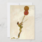 Klassiek Kinderfeestje, Rood Ballon Jongen Verjaar Kaart (Voorkant)