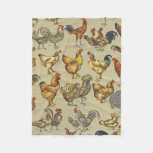 Klassiek Kippenpatroon met Haan: Boerderij Kunst Fleece Deken