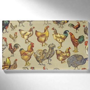 Klassiek Kippenpatroon met Haan: Boerderij Kunst Naambadge
