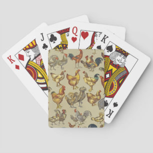 Klassiek Kippenpatroon met Haan: Boerderij Kunst Pokerkaarten