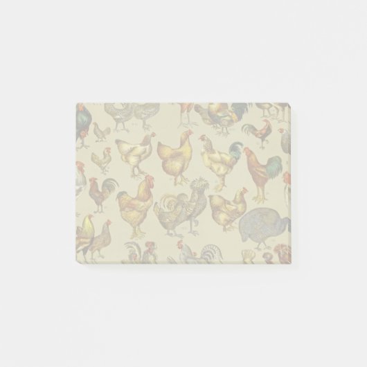Klassiek Kippenpatroon met Haan: Boerderij Kunst Post-it® Notes (Voorkant)