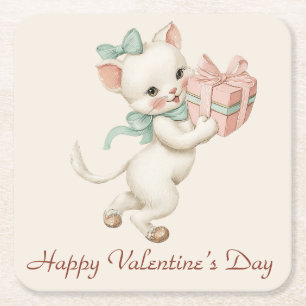 Klassiek Kitten Cadeau Valentijnsdag Kartonnen Onderzetters