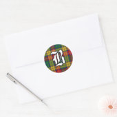 Klassiek Klan Buchanan Tartan Monogram Ronde Sticker (Envelop)