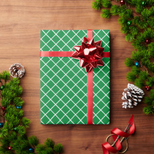 Klassiek Klaver Groen Wit Rutpatroon Cadeaupapier