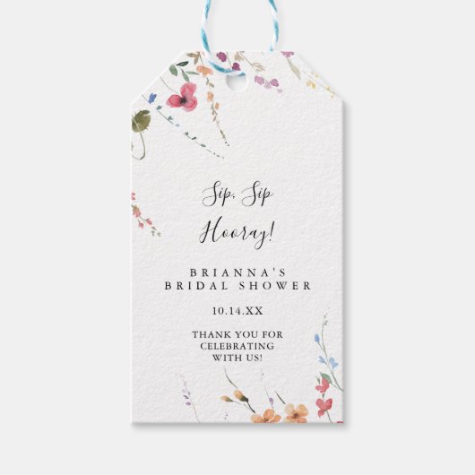 Klassiek kleurig Sip Sip Hooray Vrijgezellenfeest Cadeaulabel (Voorkant)