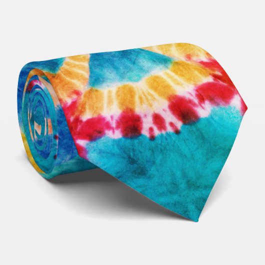 Klassiek Kleurrijk Abstract 70s Tie Dye Heren Cade Stropdas (Opgerold)