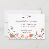 Klassiek kleurrijk bloemengroen RSVP kaartje (Voorkant)
