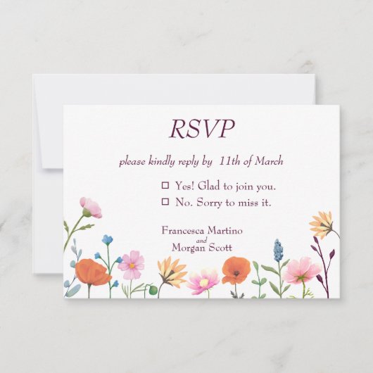 Klassiek kleurrijk bloemengroen RSVP kaartje (Voorkant)