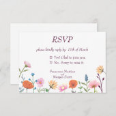 Klassiek kleurrijk bloemengroen RSVP kaartje (Voorkant / Achterkant)