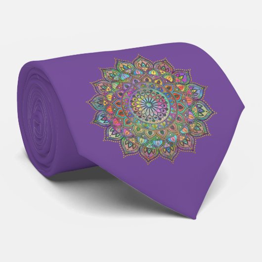 Klassiek Kleurrijk Mandala India Stijl 1 Stropdas (Opgerold)