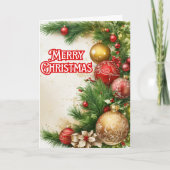 Klassiek Kleurrijk Prettig Kerstfeest Feestdagen Kaart (Voorkant)