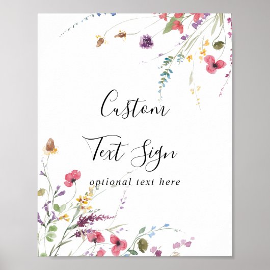 Klassiek Kleurrijk Wild Bloemen Aangepast Tekst Bo Poster (Voorkant)