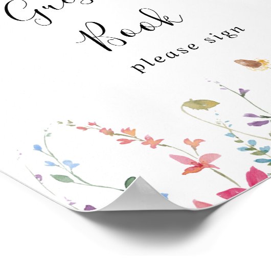 Klassiek Kleurrijk Wild Bloemen Guestbook Bord Poster (Hoek)