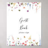 Klassiek Kleurrijk Wild Bloemen Guestbook Bord Poster (Voorkant)