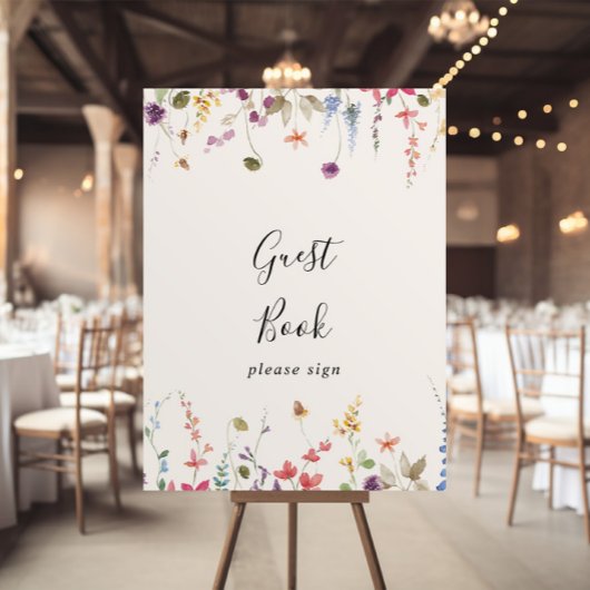 Klassiek Kleurrijk Wild Bloemen Guestbook Bord Poster