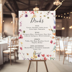 Klassiek Kleurrijk Wilde Bloemen Bruiloft Dranken Poster