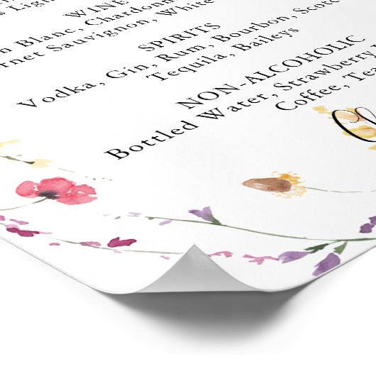 Klassiek Kleurrijk Wilde Bloemen Bruiloft Dranken  Poster (Hoek)