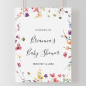 Klassiek kleurrijk Wilde Floral Baby shower Welkom Poster