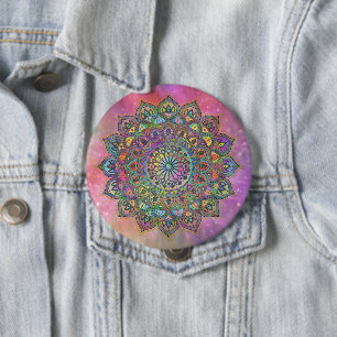 Klassiek Kleurrijke Mandala India Stijl 1 Ronde Button 4,0 Cm